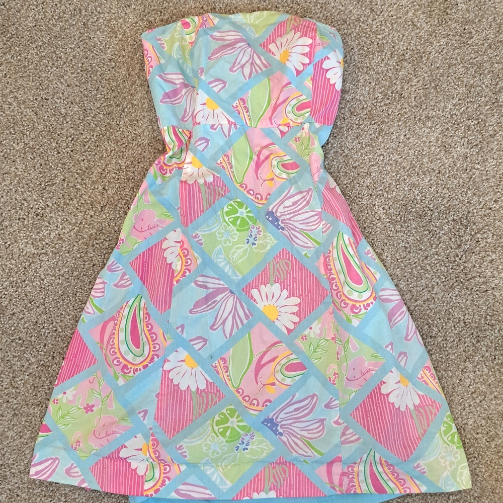 Vintage Lilly Pulitzer Colorful Strapless Dress